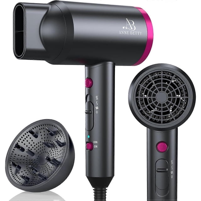 Secador de pelo iónico con difusor de 1800 W, profesional, de secado rápido, control del encrespamiento, para uso doméstico, salón de belleza y viajes.