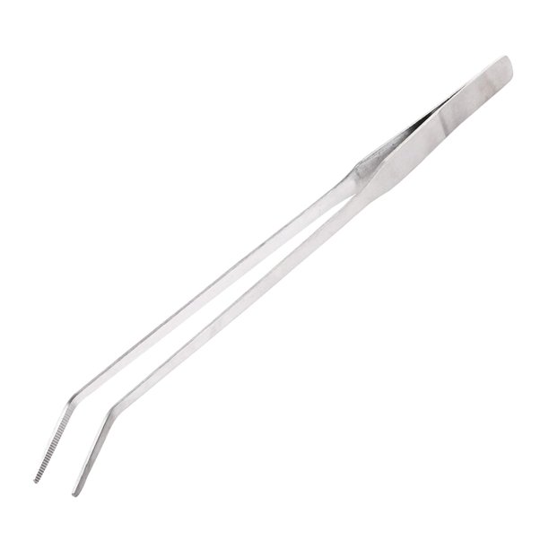 Pinzas de 10.0 in de acero inoxidable con punta curvada dentada, mango de precisión resistente, pinzas de cocina, herramienta diaria para manualidades de jardín, jardinería y reparación