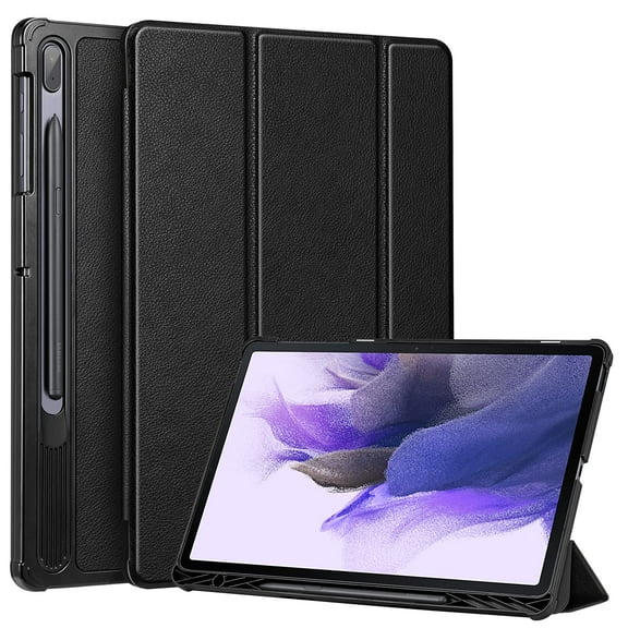 Fintie Case for Samsung Galaxy Tab S7 FE 12.4 in 2021 (Model SM-T730/T736) , Slim Shell Lightweight Hard Back Cover Tri-Fold Stand with S Pen Holder, Auto Wake/Sleep, Black