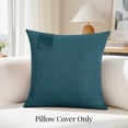 thumbnail image 6 of ZOPZO Decorative Throw Pillow Covers Pack of 2, Peacock Blue, 16x16 Inch, Linen Cushion Cases with Leather Label, Boho Accent for Sofa Couch Bed, 6 of 8