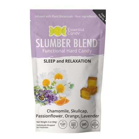 Essential Candy Slumber Sleep Blend Botanical Lozenges with Organic Chamomile, Skullcap, and Passionflower