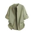 thumbnail image 6 of ZCFZJW Mens Dress Shirts Wrinkle Free Dress Shirts for Men Casual Rolled-up Long Sleeve Button Down Shirts Banded Collar Shirts Army Green L, 6 of 6