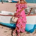 thumbnail image 5 of YMNXA Women's Dress Off Shoulder Floral Print Elegant Comfortable Swing Maxi Dresses For Casual Daily Wear Pink Xl, 5 of 9