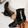 thumbnail image 4 of Lovzfmll Women's Ankle Boots, Shiny Patent Leather High Heel Booties, Round Toe Chelsea Boots, Casual Dressy Plus Size Fall Winter Shoes, 5.5, Black, 4 of 9