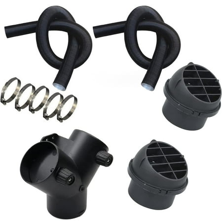

60Mm Pipe Ducting Y Piece + Warm Air Outlet Vent & Hose Clip For Diesel Heater