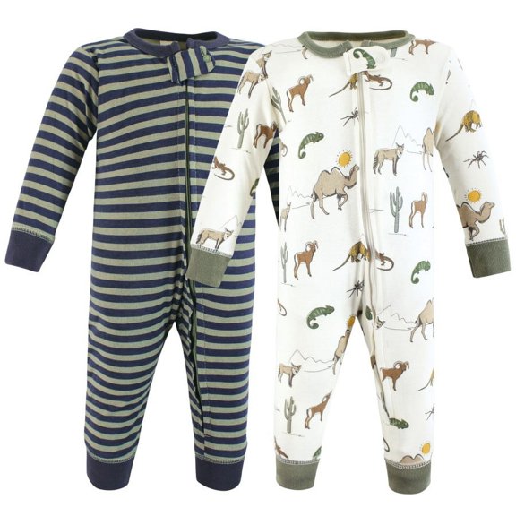 Hudson Baby Cotton Sleep and Play, Desert Animals, 0-3 Months