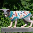 thumbnail image 3 of PUMYPOREITY Vêtements pour Chat Sphynx - Chandail Extensible, Chemise Douce Sans Poils, Pyjama Chandail, Col Roulé pour Sphynx Cornish Rex, Devon Rex - Bleu, m, 3 of 6