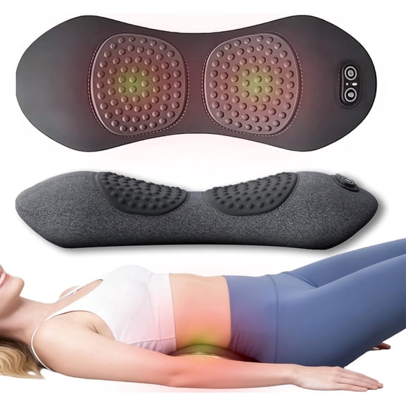 3-in-1 Electric Lumbar Support Pillow with Heat & Vibration, 2026 Upgraded Back Massager for Lower Back Pain Relief, Rechargeable Traction for Sciatica and Spine Support
