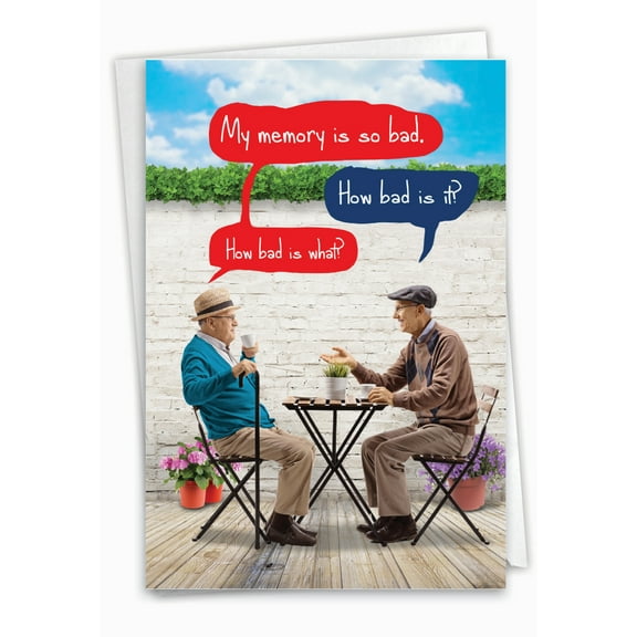 NobleWorks Funny Birthday Paper Card with 5 x 7 Inch Envelope (1 Card) Bday Men Bad Memory C8151BDG