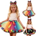 thumbnail image 4 of WOYY Toddler Girls Party Rainbow Tutu Skirt Ballet Dance Puffy Tulle Skirt with Headband, Sizes 2-4, 4 of 5