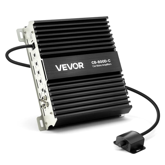 VEVOR Monoblock Car Amplifier, 800W RMS MAX, 1/2/4 Ohm Stable, 1-Channel Class D Car Audio Amplifier with Remote Subwoofer Level Control, Low Pass Filter, Bass Boost & Phase Shift, Volume Controller
