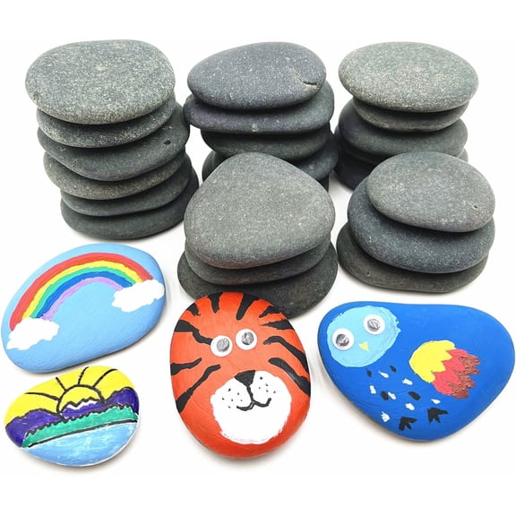 24PCS Rocks for Painting, 2"-3" Inches DIY Rocks Flat & Smooth Kindness Rocks for Crafts, Decoration, Medium Rocks for Painting,Hand Picked for Painting Rocks
