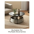 thumbnail image 5 of Manora Round Basket Coffee Table, Small Center Table for Living Room Home Office, Black & Brown, 5 of 8