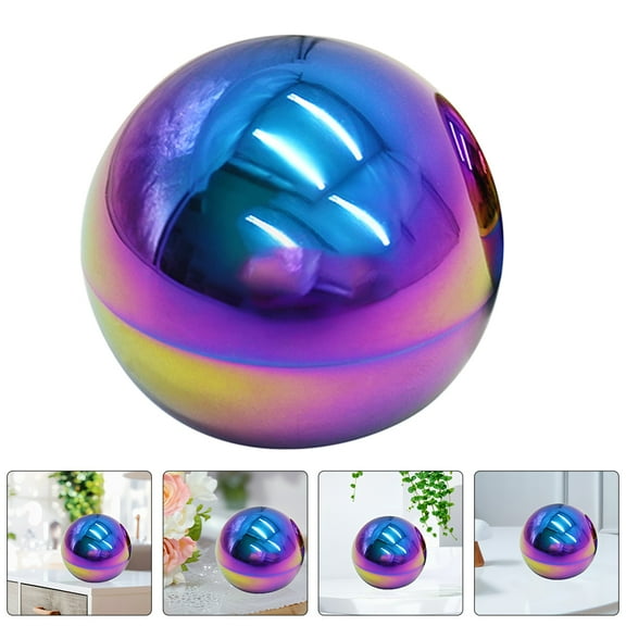 WASHWEPE 2Pcs 12In Multi Colored Stainless Steel Gazing Globe Mirror Ball for Outdoor Garden Decor