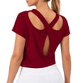 thumbnail image 3 of Jinhomg Women's Summer Open Back Tops Criss Cross Cut Out Backless Tee Short Sleeve Casual T Shirt Red XL, 3 of 8