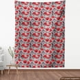 thumbnail image 4 of Ambesonne Poppy Fabric by the Yard Upholstery, Flowers Seasonal Design Retro, 1 Yard, Warm Taupe and Dark Coral, 4 of 5