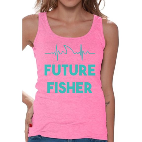 Awkward Styles Future Fisher Tanks for Her Blue Women Tank Top Fisher T Shirt for Wife Future Fisher Tank Top for Women Fishing Clothes for Her Future Fisher Tank Top for Girlfriend Fishing Lovers
