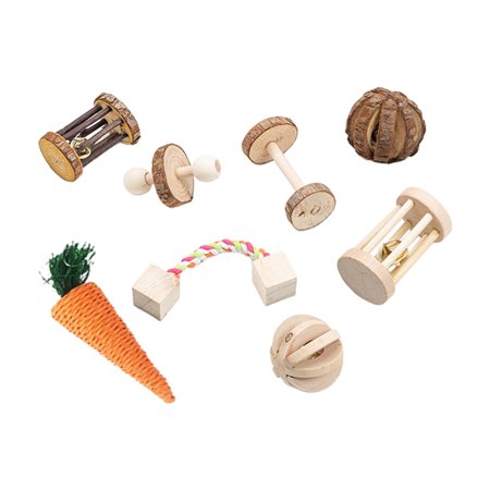 Hamster Chew Toys, Natural Wooden Guinea Pigs Rats Chinchillas Toys Accessories Care Molar Toys Suitable for Rabbits Gerbils Small Rodent Pets - 8pcs