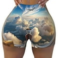 thumbnail image 2 of Sikiie Sunset Airplane Travel View Workout Shorts Women Scrunch Butt Gym Shorts Seamless High Waist Tummy Control Yoga Biker Athletic Shorts-Large, 2 of 8