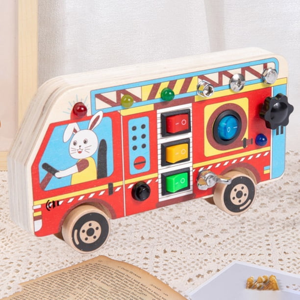 Tablero ocupado de dibujos animados de diseño creativo de interruptor de luz LED para niños (autobús escolar)