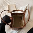 thumbnail image 2 of Bolso tipo cubo para mujer, bandolera de piel sintética sólida, bolso de compras multiusos a la moda, 2 of 3