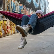 Grand Trunk Double Deluxe Hammock with Straps – Extra-Wide Parachute Nylon Hammock for Two, 10'6 x 6'6, 400 lb Capacity, Includes Tree-Friendly Straps & Carabiners