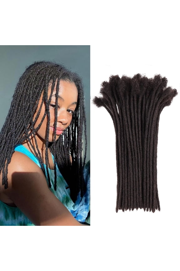 Dreadlock Extension Human Hair 10inch 0.8cm Width Permanent Huamn Hair Loc Extension Can Be Dyed Bleached Curled Handmade Loc Extension for Women/Men/Kids (60 Strands Natual Black)