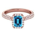 thumbnail image 2 of Rings for Women 3.46 Carat Diamond and Emerald Shaped Blue Topaz Ring pave 10K Rose Gold, 2 of 5