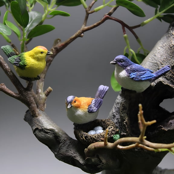 ACDANC Mini Birds 4 Pack Mini Bird Figurines Home Decor Miniature Birds for Crafts Small Plastic Animals Fairy Garden Accessories Little Animals Figures Tiny Resin Statues Decorative Colorful
