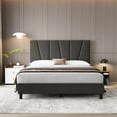thumbnail image 2 of Linen Bed Frame with Twill Tufted Headboard and Wooden Slats, Upholstered Platform Bed, Sturdy Metal Support, No Box Spring Needed, Noise Free Easy Assembly,Dark Gray, 2 of 9