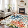 thumbnail image 3 of Coastal Octopus Washable Living Room Rugs 6'x9', Ocean Coral Seaweed Low Pile Throw Large Area Rug Non-Slip Sturdy Edge Binding Carpet for Dining Room Kitchen Office, 3 of 9