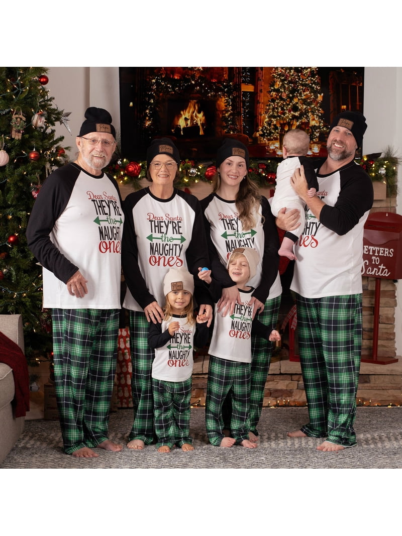 PatPat Unisex Christmas Letter Contrast Top and Plaid Pants Outfit, 2 ...