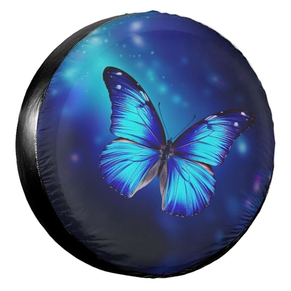 KAKALAD Blue Butterfly On Dark 04 Spare Tire Cover Universal Vehicle Accessories Buckle Car Tools 14”in