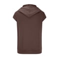 thumbnail image 4 of Sakmal Brown T Shirts for Man Sleeveless Hooded Solid Loose Fit Hoodie with Pockets Casual Summer Daily Tops, 4 of 5