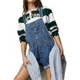 thumbnail image 3 of Women Denim Shorts Overalls Summer Casual Loose Fit Adjustable Rompers Jean Jumpsuit Bib Shortalls Dark Blue L, 3 of 7