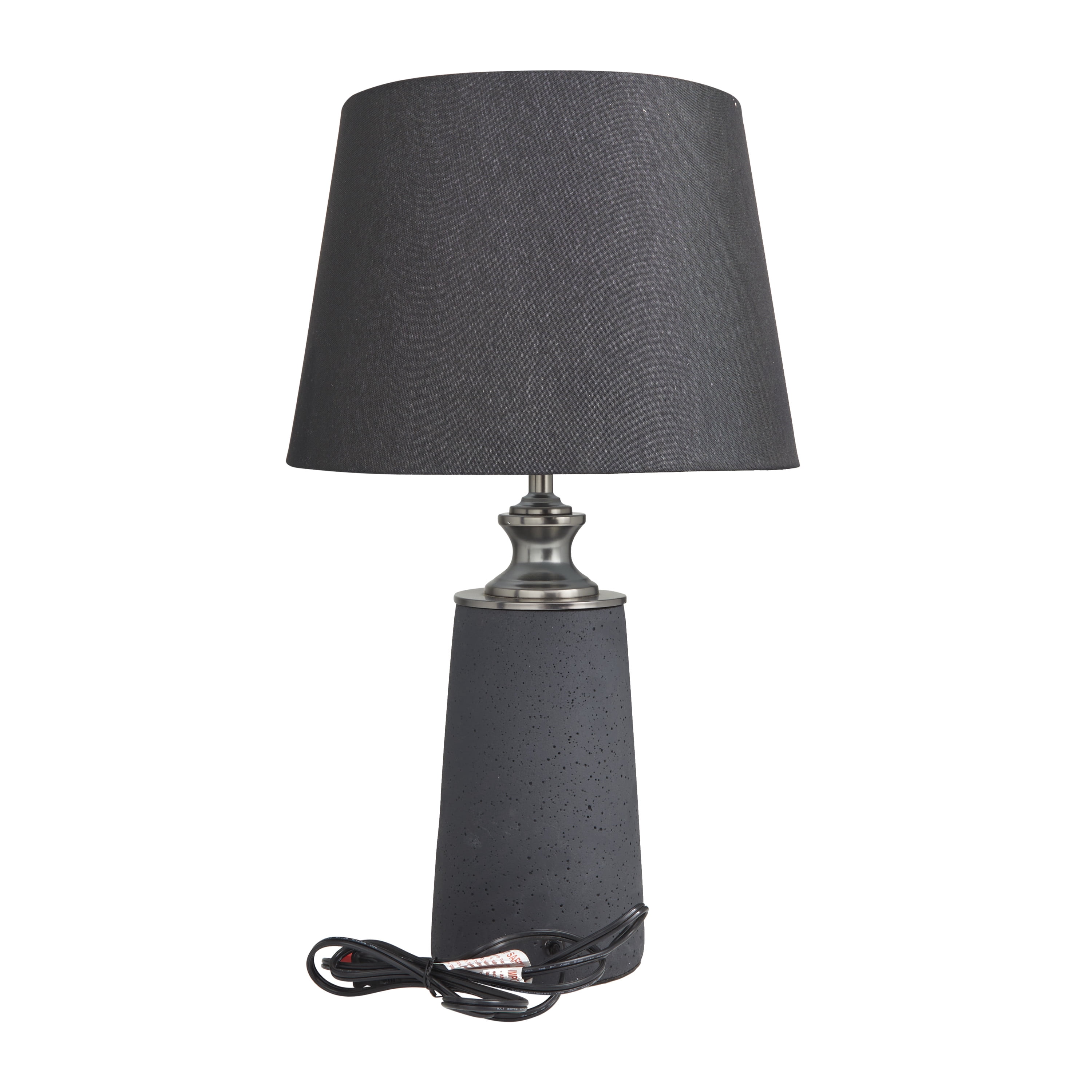 DecMode 14"W, 24"H Cement Modern Table Lamp, Black, 1-Piece