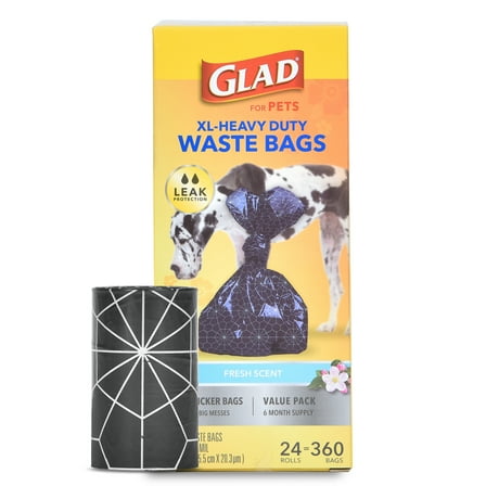 Glad Extra Large, Heavy Duty Scented Dog Waste Bags Value Pack - 360 Count