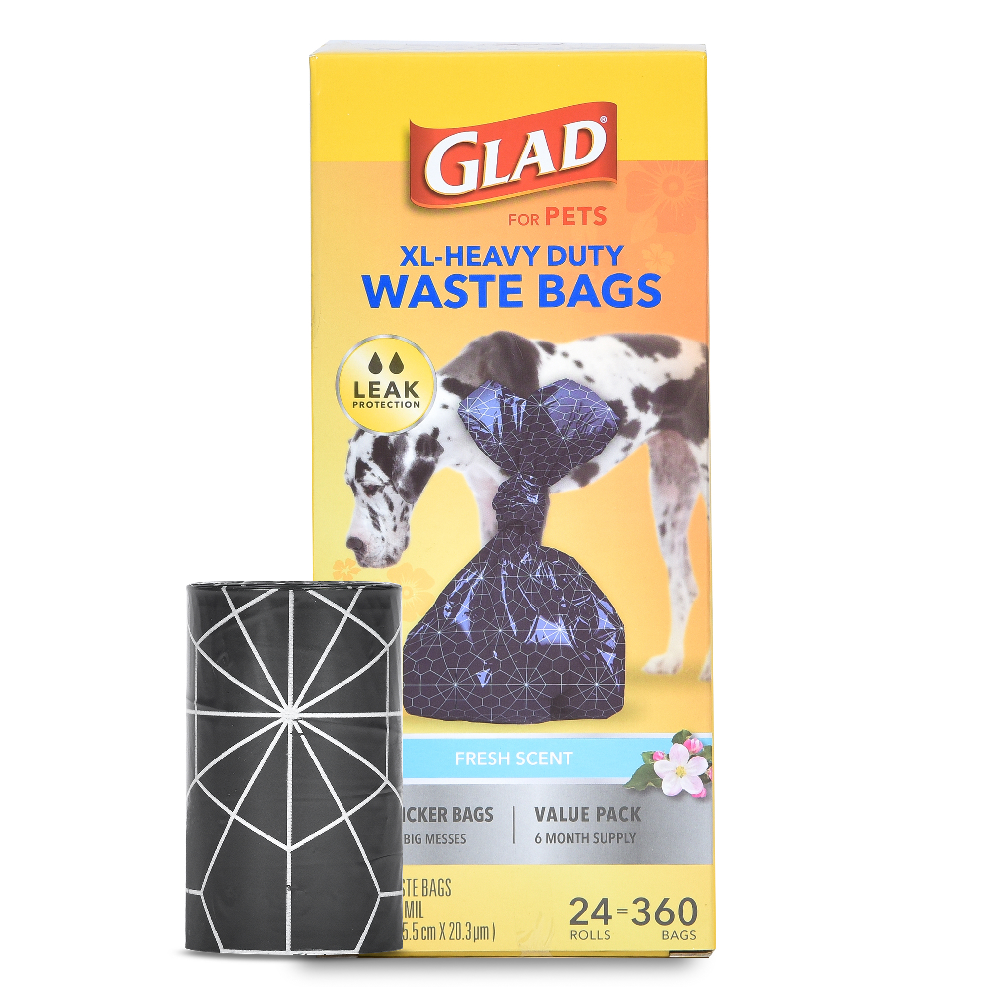 Glad Extra Large Heavy Duty Scented Dog Waste Bags, 360 Count
