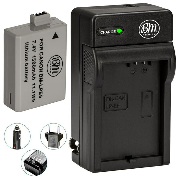 BM Premium LP-E5 Battery and Charger Kit for Canon EOS Rebel T1i, Rebel XS, Rebel XSi, 1000D, 500D, 450D, Kiss X3, Kiss X2, Kiss F Digital SLR Cameras