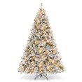 thumbnail image 1 of Patiojoy 8 FT Pre-lit Artificial Christmas Tree Hinged Snow-flocked Xmas Tree with 1370 Branch Tips 600 Warm White LED Lights, 1 of 9