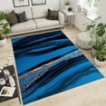 thumbnail image 2 of Blue And Black Area Rugs For Living Room, Abstract Texture Large Low Pile Bedroom Carpet, Indoor Soft Rug For Boy And Girls Room Dorm Home Decor 4 x 5ft, 2 of 6