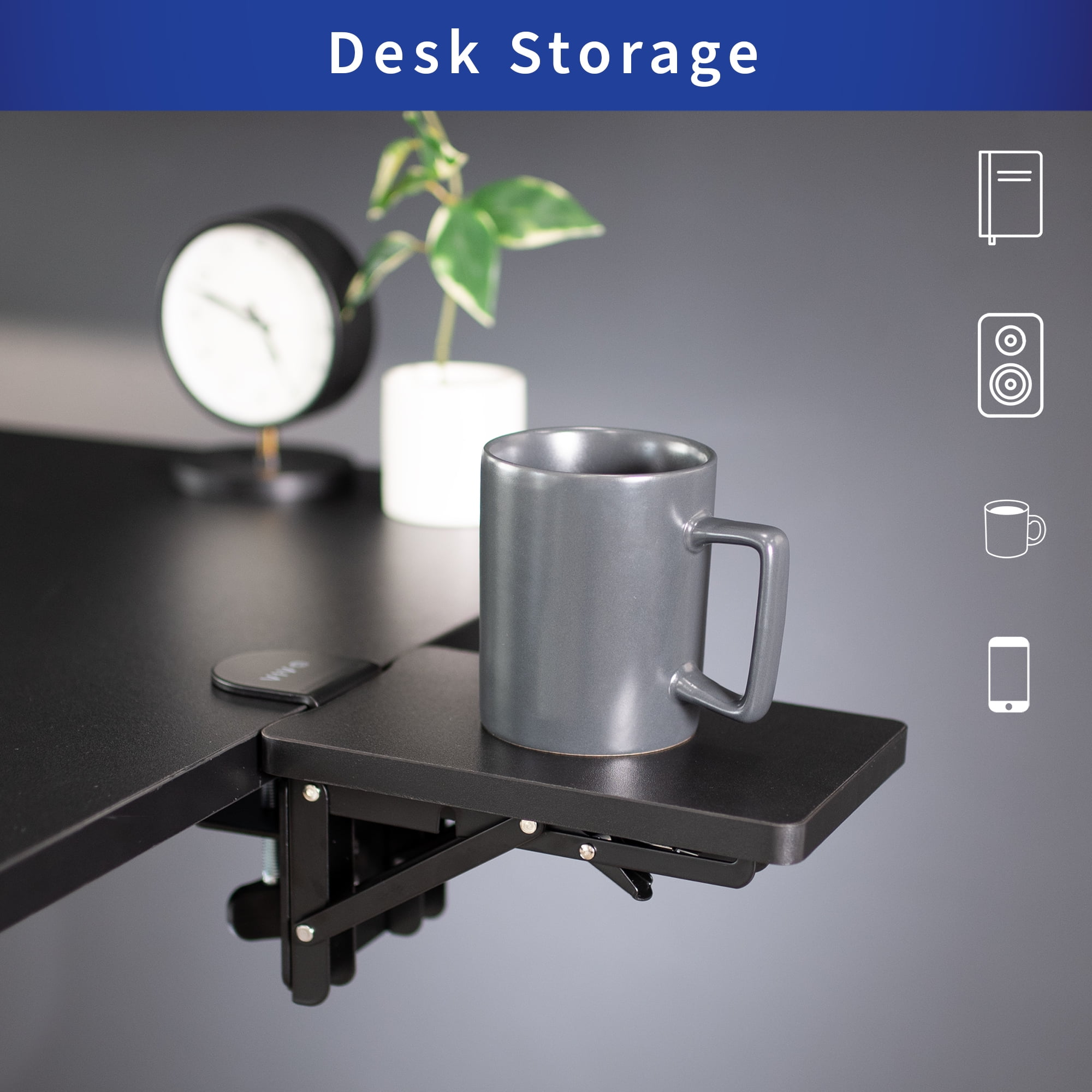 VIVO Black Clamp-on 6 x 9 inch Desk Extension Armrest Tray for Wrist Support