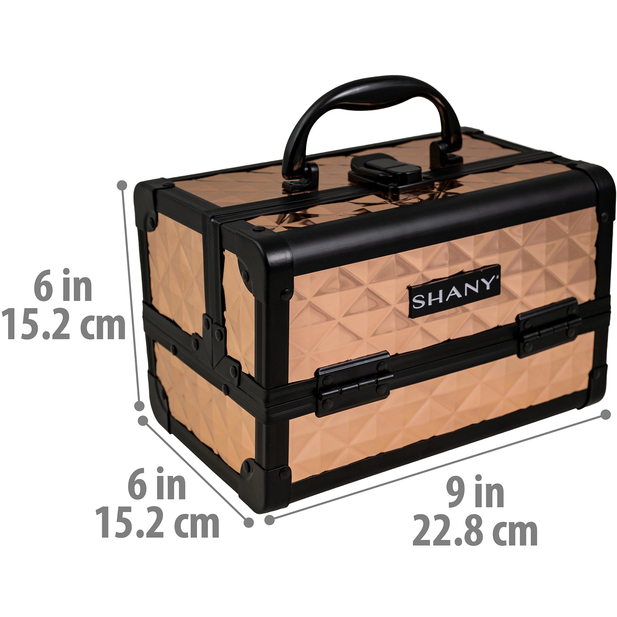 SHANY Chic Makeup Train Case Cosmetic Box Portable Makeup Case Cosmetics Beauty Organizer Jewelry storage with Locks , Multi trays Makeup Storage Box with Makeup Mirror - ROSA