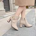 thumbnail image 4 of Wensltd Fall Boots Women Chunky Mid Heel Solid Color Office Work Outdoor Shoes, 4 of 8