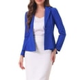 thumbnail image 1 of Blazer Peplum Chic INSPIRE para mujer, blazer de trabajo casual elegante de un solo botón, azul real, talla S, 1 of 6