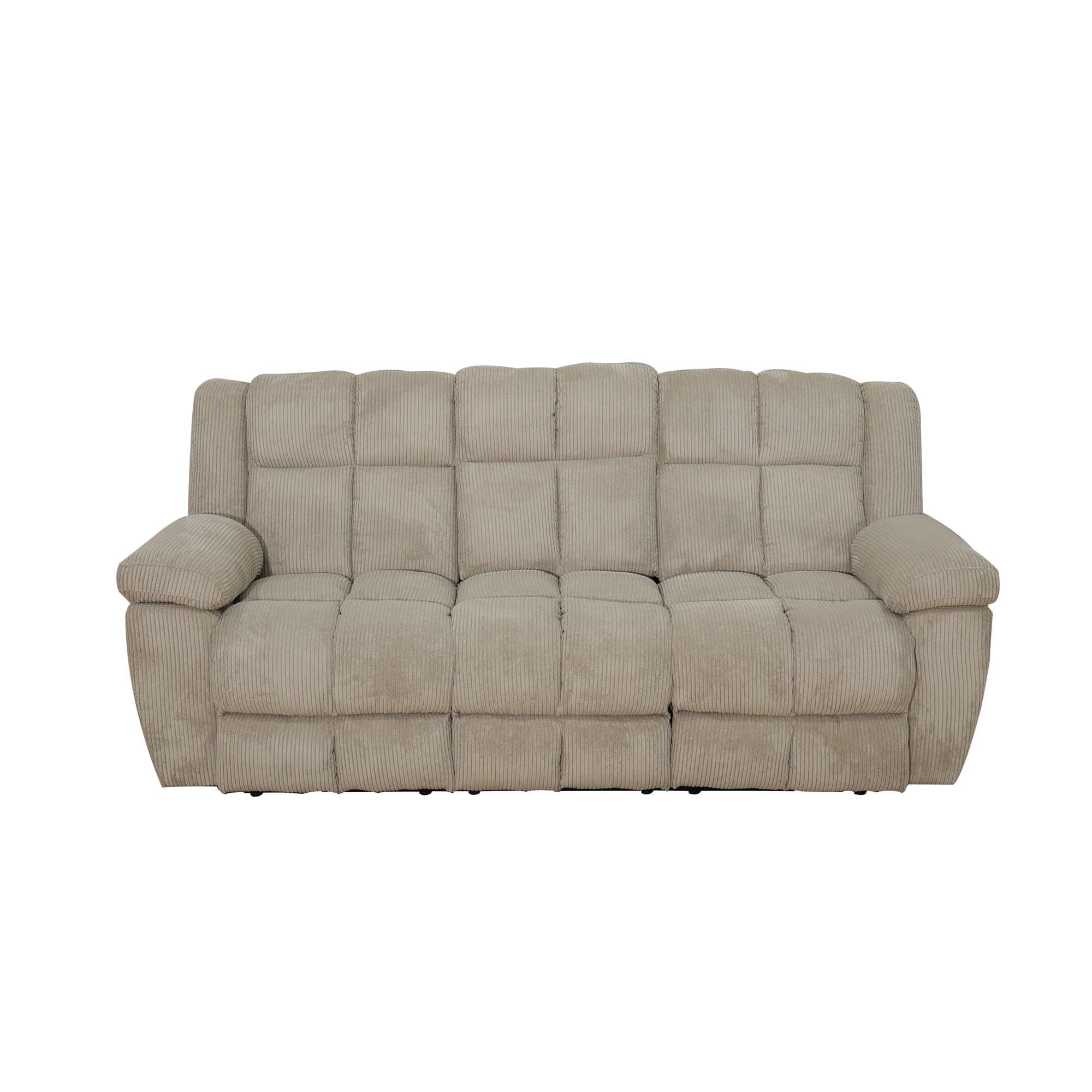 MAYEERTY Reclining Sofa, 3-Seat Corduroy Fabric Recliner with Adjustable Backrests for Living Room, Beige