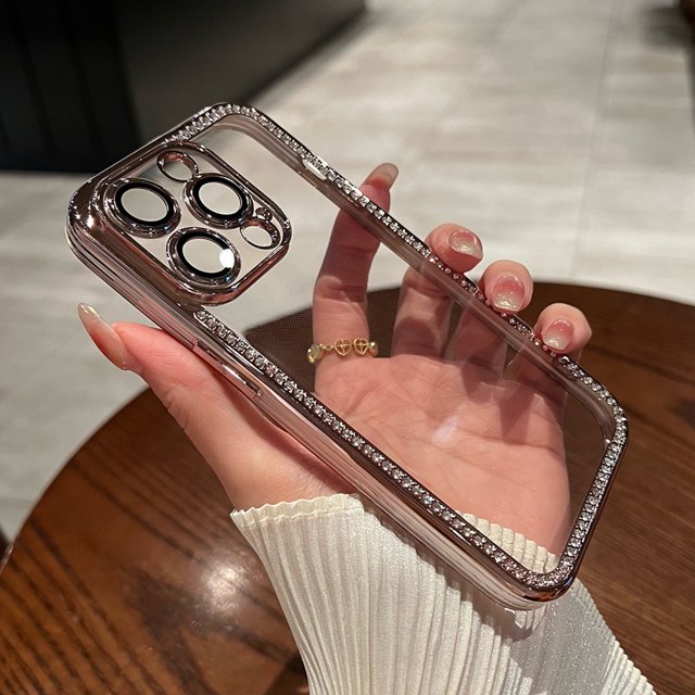 Funda De Lujo Para Teléfono Diamante Para iPhone 11 12 Pro MAX Para 13 14 14 Plus Protector De Cámara Suave TPU Transparente Carcasa