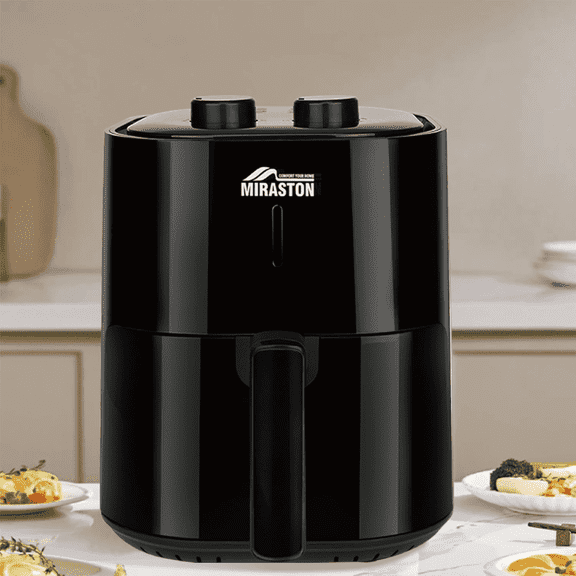 MIRASTON 4.5Quart Compact Dials Air Fryer, 8-in-1 Presets, Nonstick, Black