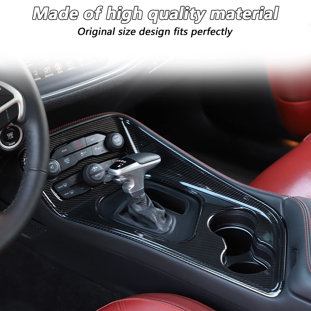 CheroCar Gear Shift Panel Trim Cover ABS for Dodge Challenger 2015-2023 Interior Accessories Carbon Fiber Black