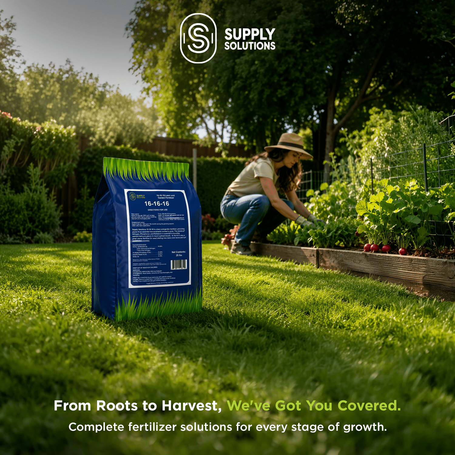 Supply Solutions 16-16-16 Complete Lawn & Garden All Purpose Granular Fertilizer - The Ultimate Plant Food for Lush Greenery (25lbs)